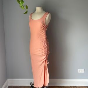 WAYF Replay Ruched Tank Midi Dress, Peach🍑, size S